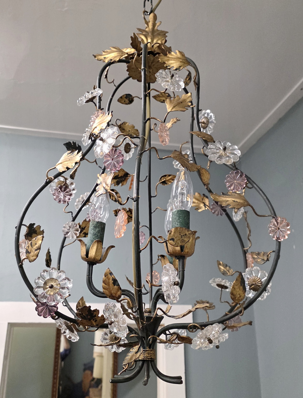 A gilt tole Parisian Chandelier 